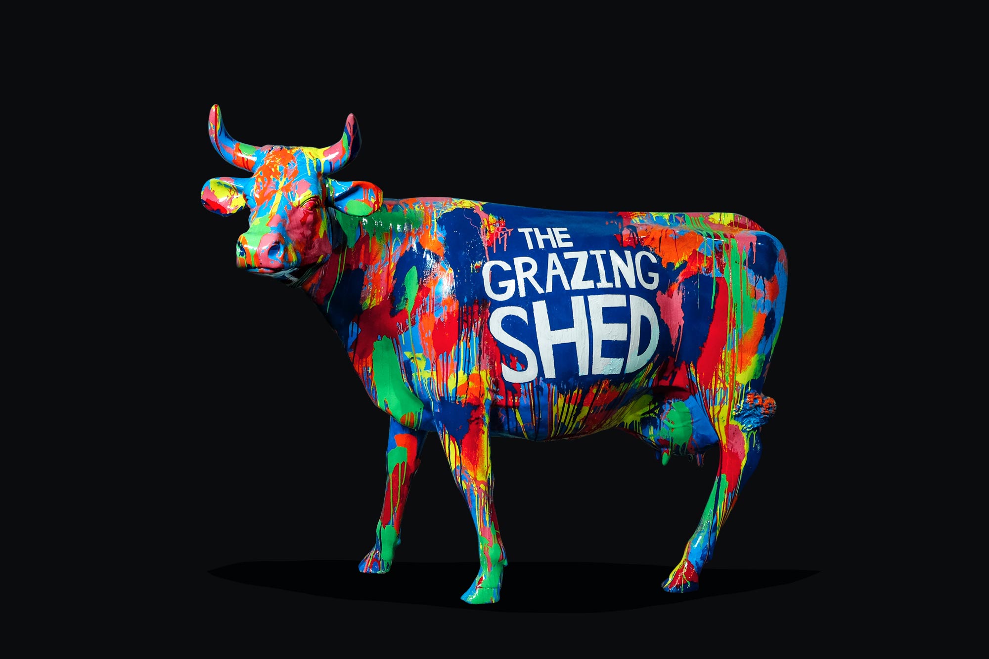 grazing shed cardiff cow art design pritchard vegan dirty sanchez veganuary burger logo