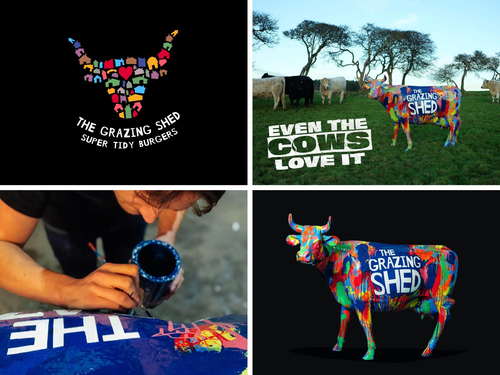 graphic design branding studio ampersand john & jane grazing shed cow painted