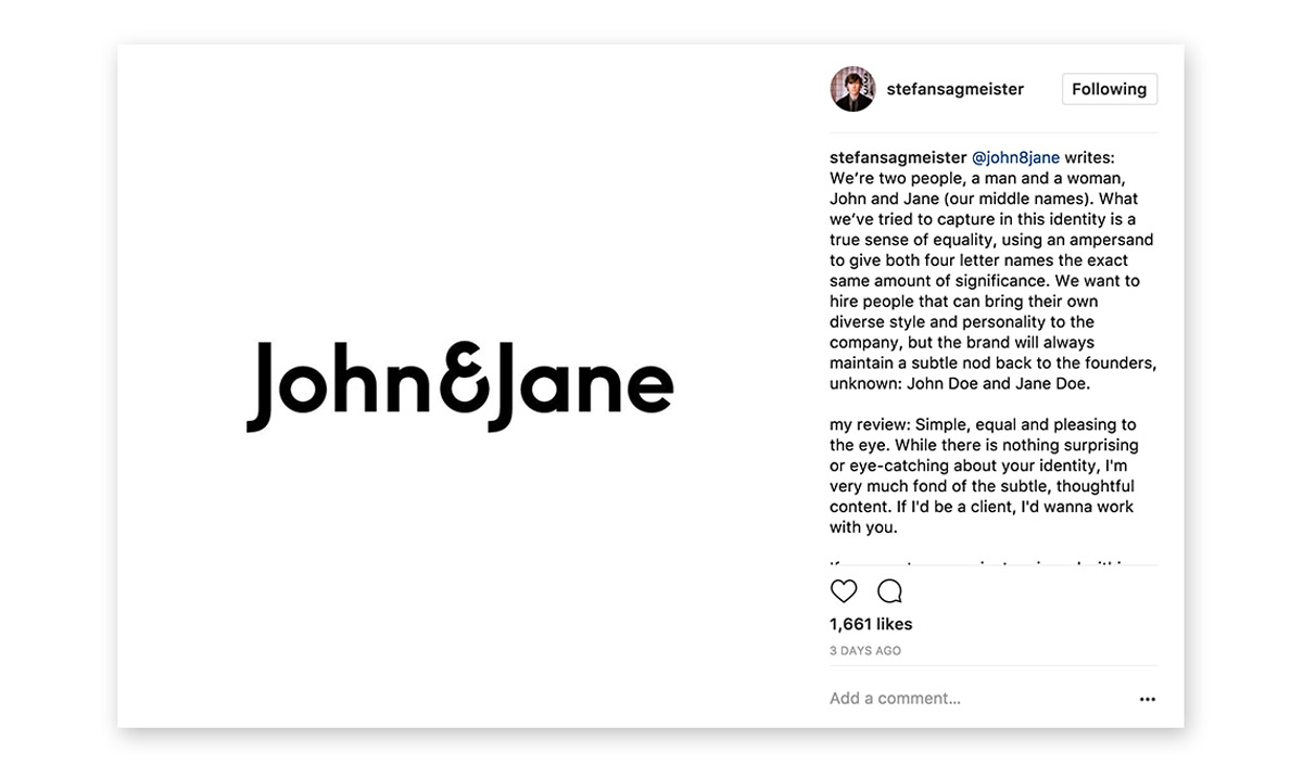 Instagram John & Jane Logo Typography Ampersand Stefan Sagmeister