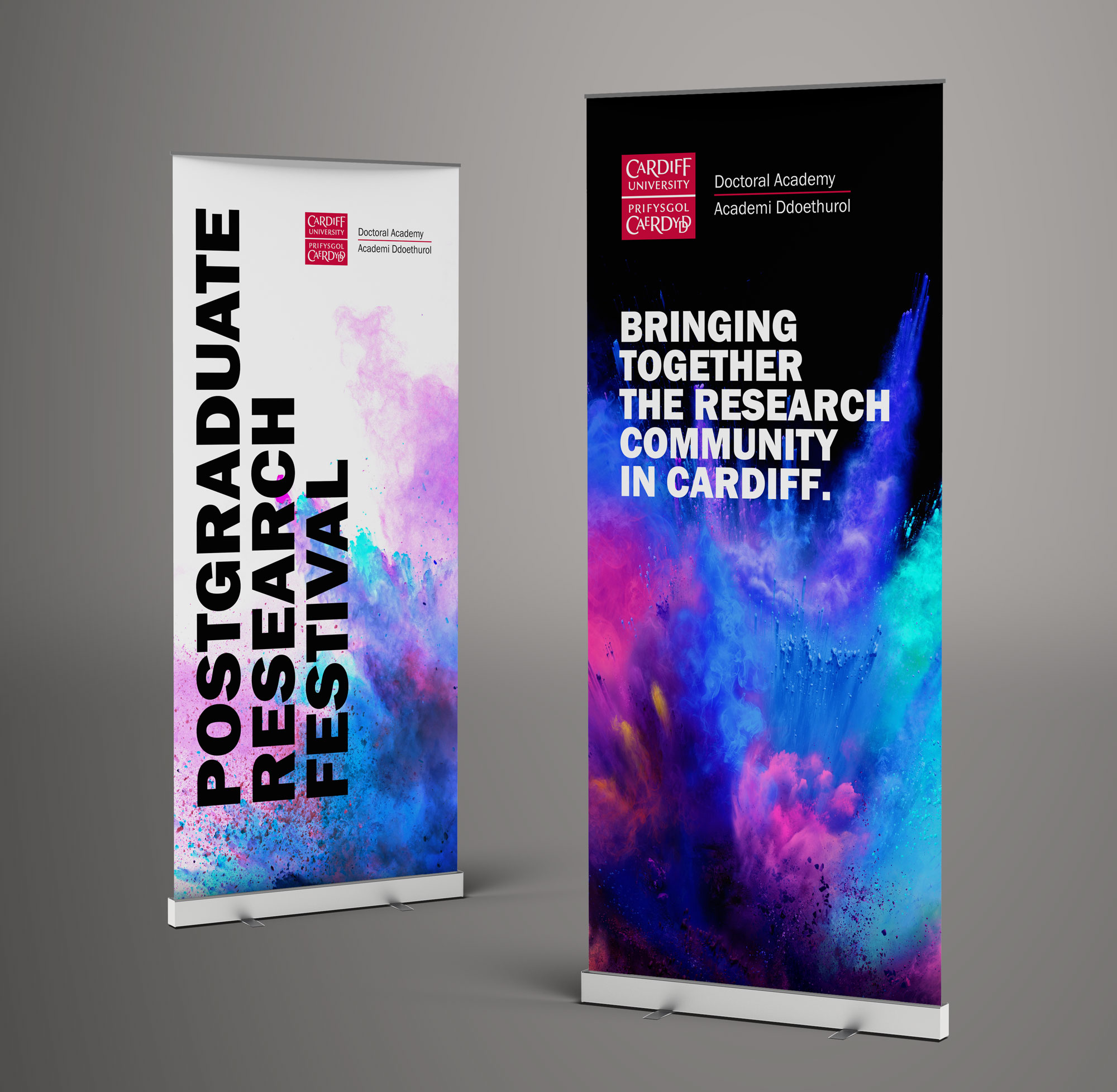 Cardiff Univertsity Postgraduate Research Festival Brand Branding Graphic Design Colour Creative Logo